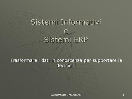 Sistemi Informativi e Sistemi ERP