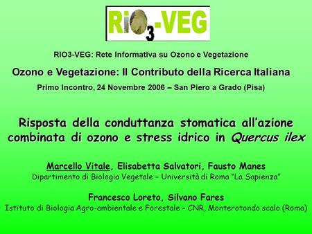 RIO3-VEG: Rete Informativa su Ozono e Vegetazione