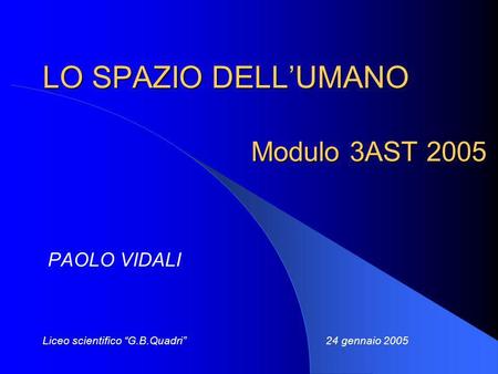 LO SPAZIO DELL’UMANO Modulo 3AST 2005