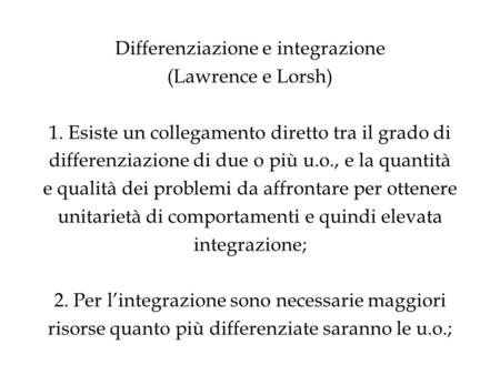 Differenziazione e integrazione (Lawrence e Lorsh) 1