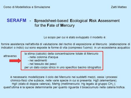 SERAFM - Spreadsheet-based Ecological Risk Assessment