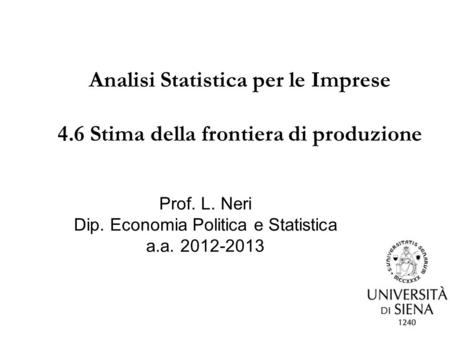 Dip. Economia Politica e Statistica