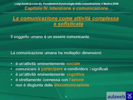 La comunicazione come attività complessa e sofisticata