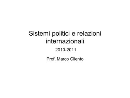 Sistemi politici e relazioni internazionali