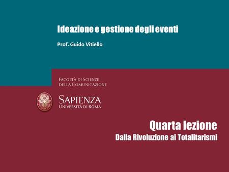 Ideazione e gestione degli eventi Prof. Guido Vitiello