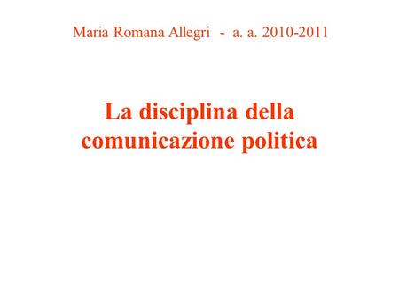 La disciplina della comunicazione politica