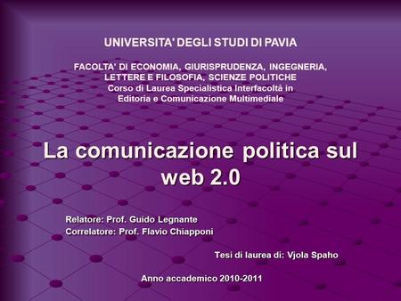 La comunicazione politica sul web 2.0