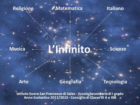 L’Infinito Religione Matematica Italiano Musica Scienze Arte Geografia