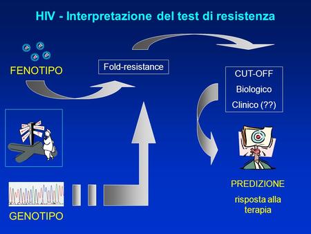 HIV - Interpretazione del test di resistenza FENOTIPO GENOTIPO Fold-resistance CUT-OFF Biologico Clinico (??) PREDIZIONE risposta alla terapia.