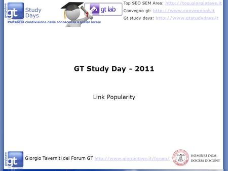 GT Study Day - 2011 Link Popularity.