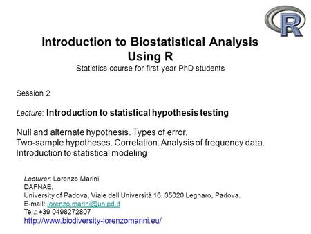 Session 2 Lecture: Introduction to statistical hypothesis testing