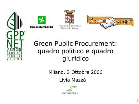 Green Public Procurement: quadro politico e quadro giuridico