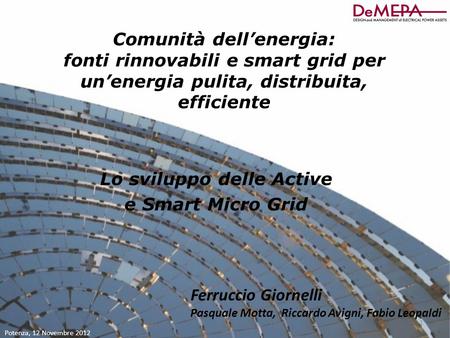 Comunità dell’energia: Lo sviluppo delle Active e Smart Micro Grid