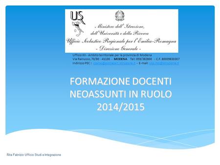 FORMAZIONE DOCENTI NEOASSUNTI IN RUOLO 2014/2015