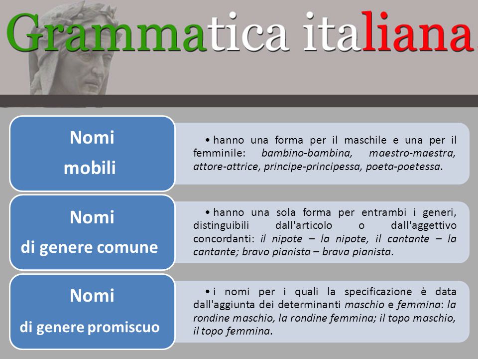 Grammatica teorica della lingua italiana ppt scaricare for Nomi di mobili