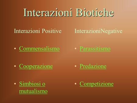 Interazioni Biotiche Interazioni Positive Commensalismo Cooperazione