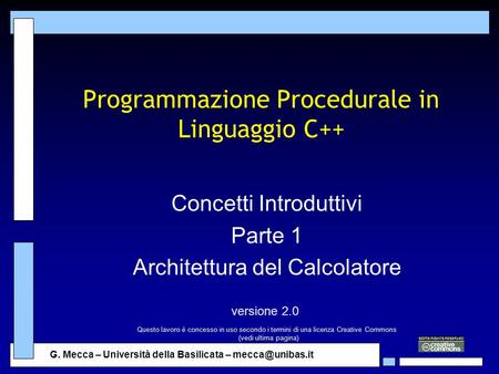 Programmazione Procedurale in Linguaggio C++