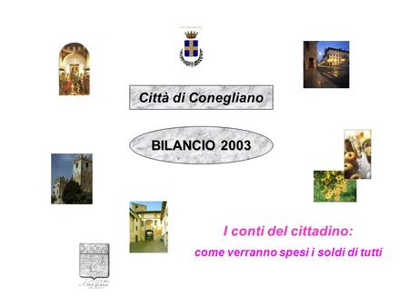 Città di Conegliano BILANCIO 2003 I conti del cittadino: come verranno spesi i soldi di tutti.