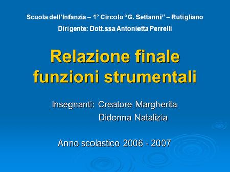 Relazione finale progetto scolastico