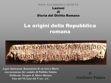 Le origini della Repubblica romana