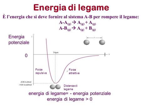 energia di legame= - energia potenziale