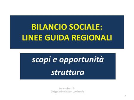 BILANCIO SOCIALE: LINEE GUIDA REGIONALI