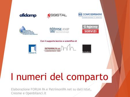 Con il supporto tecnico e scientifico di I numeri del comparto Elaborazione FORUM PA e PatrimoniPA net su dati Istat, Cresme e Openbilanci.it.