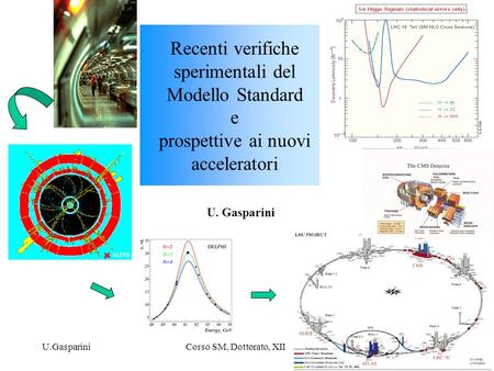 U.GaspariniCorso SM, Dottorato, XIII ciclo1 Recenti verifiche sperimentali del Modello Standard e prospettive ai nuovi acceleratori U. Gasparini.