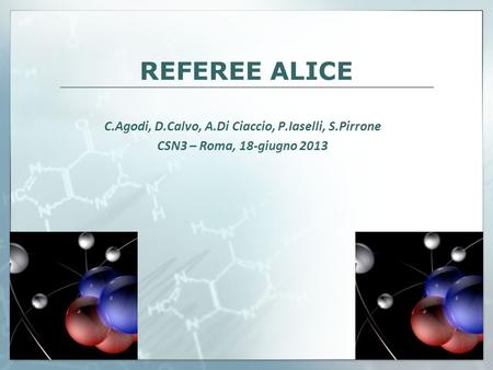 REFEREE ALICE C.Agodi, D.Calvo, A.Di Ciaccio, P.Iaselli, S.Pirrone CSN3 – Roma, 18-giugno 2013.