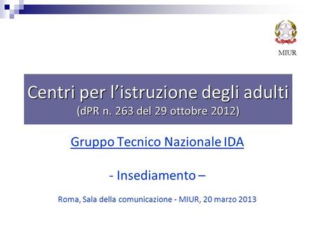 Centri per l’istruzione degli adulti (dPR n. 263 del 29 ottobre 2012)