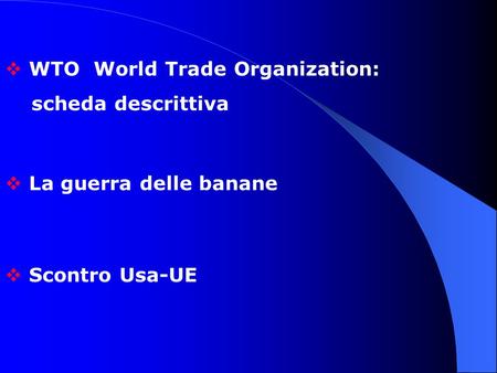 WTO  World Trade Organization: