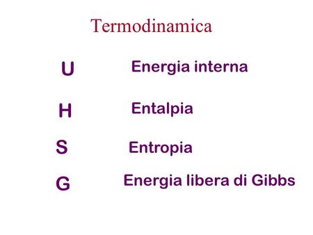 Termodinamica U H S G Energia interna Entalpia Entropia