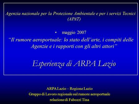 Esperienza di ARPA Lazio