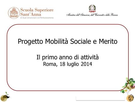 Gruppo Allievi - Progetto Mobilità Sociale e Merito Progetto Mobilità Sociale e Merito Il primo anno di attività Roma, 18 luglio 2014.