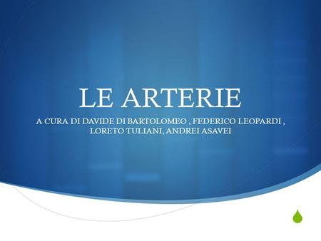 LE ARTERIE A CURA DI DAVIDE DI BARTOLOMEO , FEDERICO LEOPARDI , LORETO TULIANI, ANDREI ASAVEI.