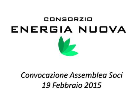 Convocazione Assemblea Soci 19 Febbraio 2015. Sviluppi Attività Consorzio Andamento e Gestione del Consorzio Anno 2014.