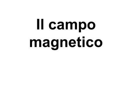 Il campo magnetico.