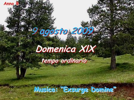 9 agosto 2009 Domenica XlX tempo ordinario Domenica XlX tempo ordinario Anno B Musica: “Exsurge Domine”
