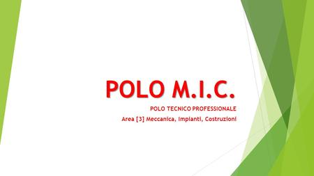 POLO TECNICO PROFESSIONALE Area [3] Meccanica, Impianti, Costruzioni