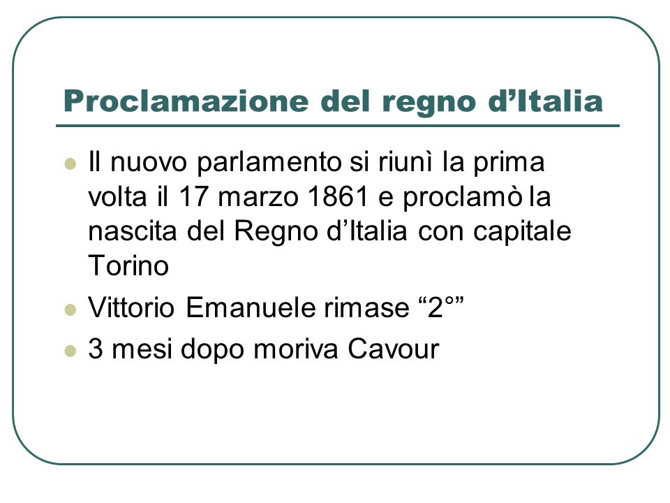 Il processo di unificazione italiano ppt scaricare for Nascita del parlamento italiano