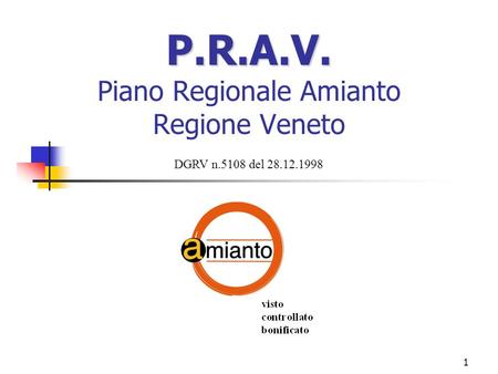 P.R.A.V. Piano Regionale Amianto Regione Veneto
