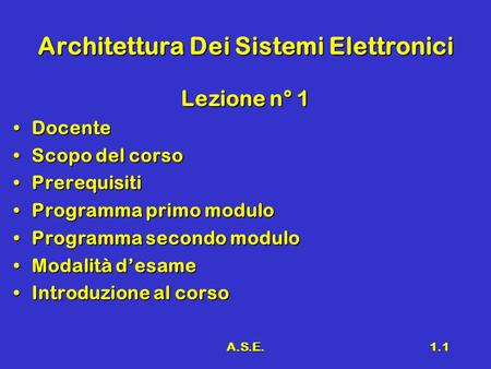 Architettura Dei Sistemi Elettronici