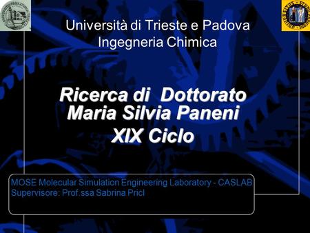 Università di Trieste e Padova Ingegneria Chimica