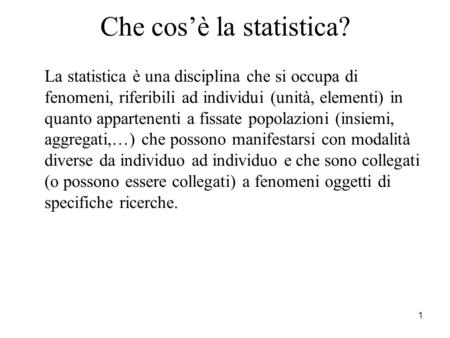 Che cos’è la statistica?
