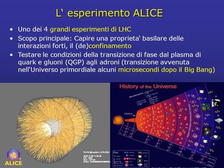 L‘ esperimento ALICE Uno dei 4 grandi esperimenti di LHC
