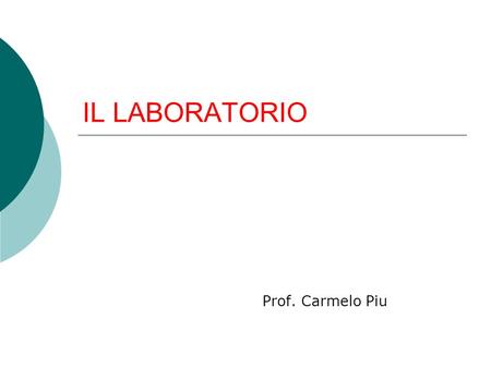 IL LABORATORIO Prof. Carmelo Piu.