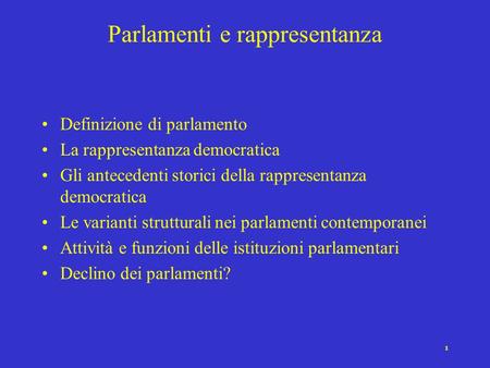 Parlamenti e rappresentanza