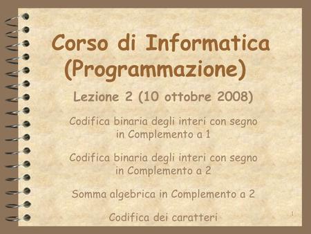 Corso di Informatica (Programmazione)