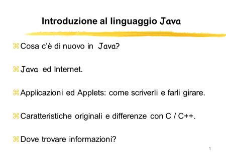 Introduzione al linguaggio Java