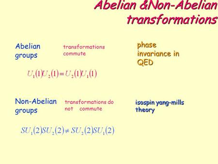 Abelian &Non-Abelian transformations